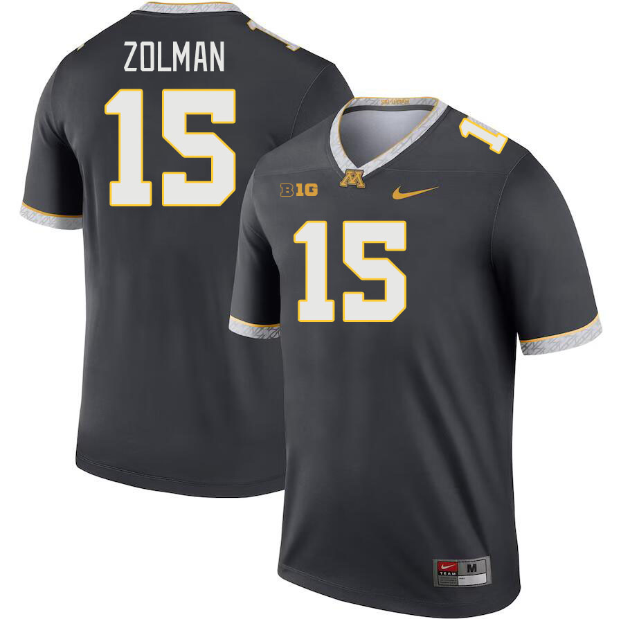 Men #15 Rowan Zolman Minnesota Golden Gophers College Football Jerseys Stitched Sale-Charcoal - Click Image to Close